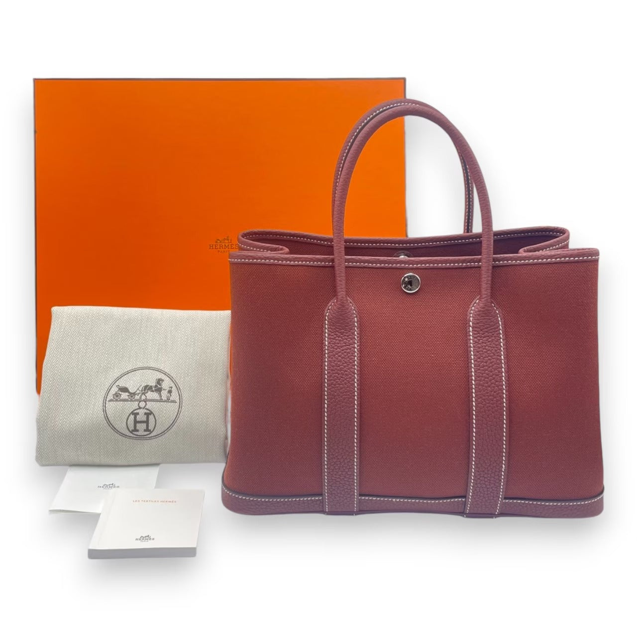 プレオウンドエルメス ガーデンパーティ TPM ルージュアッシュ トワルオフィシエ/ネゴンダ シルバー金具 K刻印