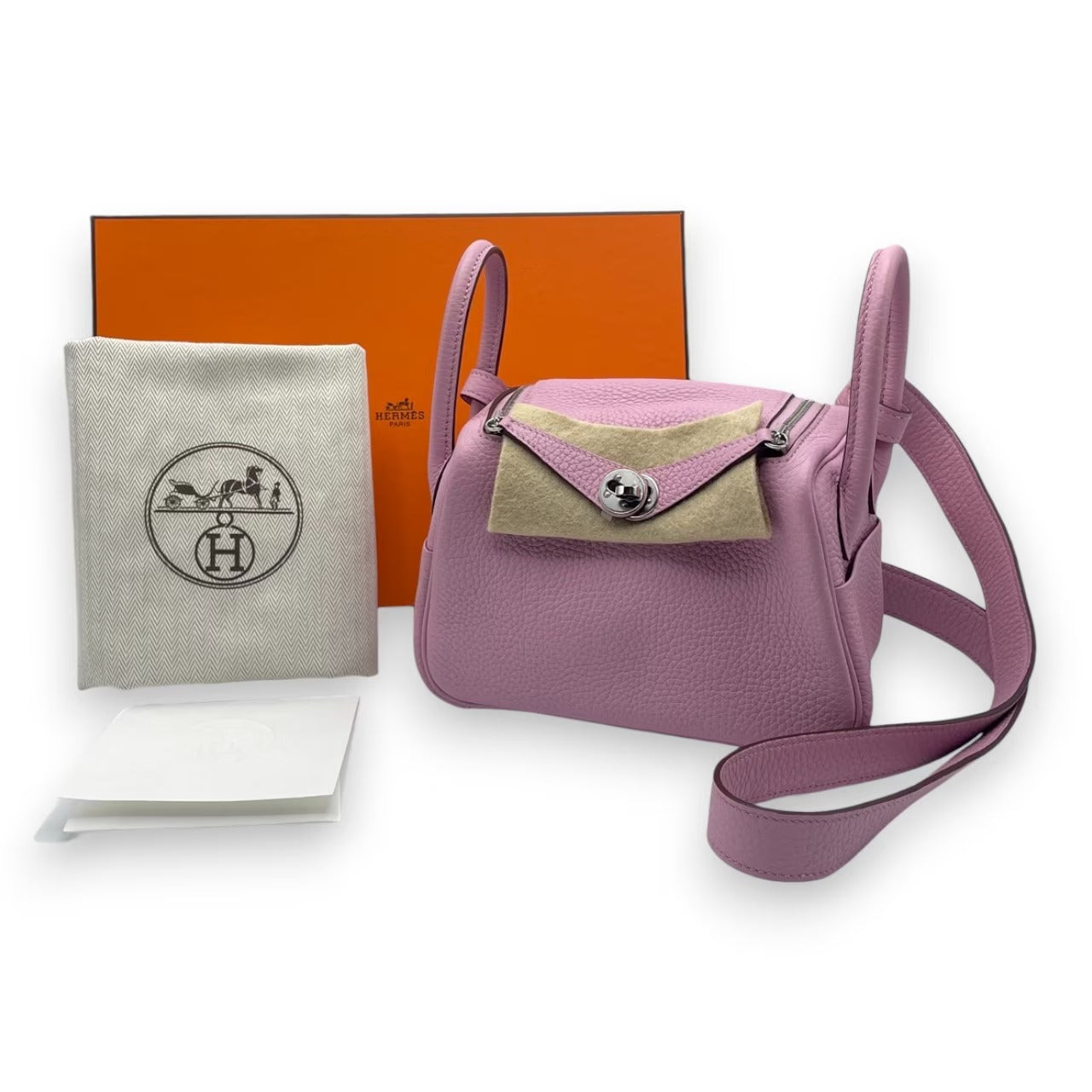 プレオウンドエルメス リンディミニ 20 モーヴシルベストル トリヨンクレマンス シルバー金具 U刻印