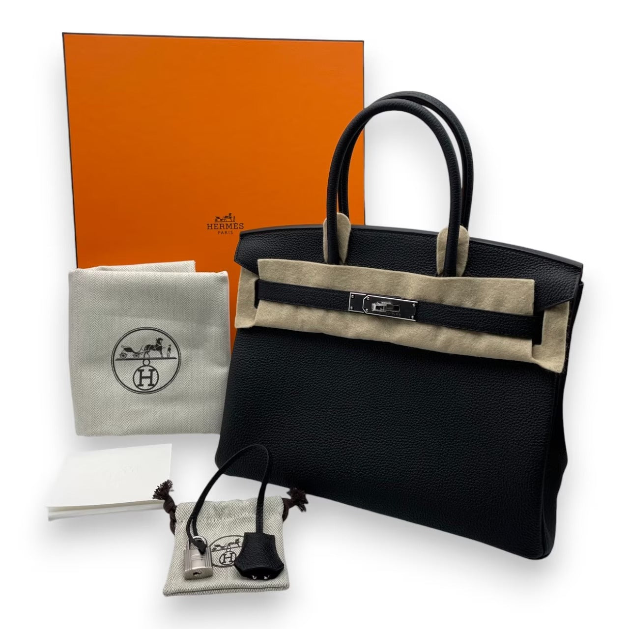プレオウンドエルメス バーキン 30 ノワール トゴ シルバー金具 K刻印