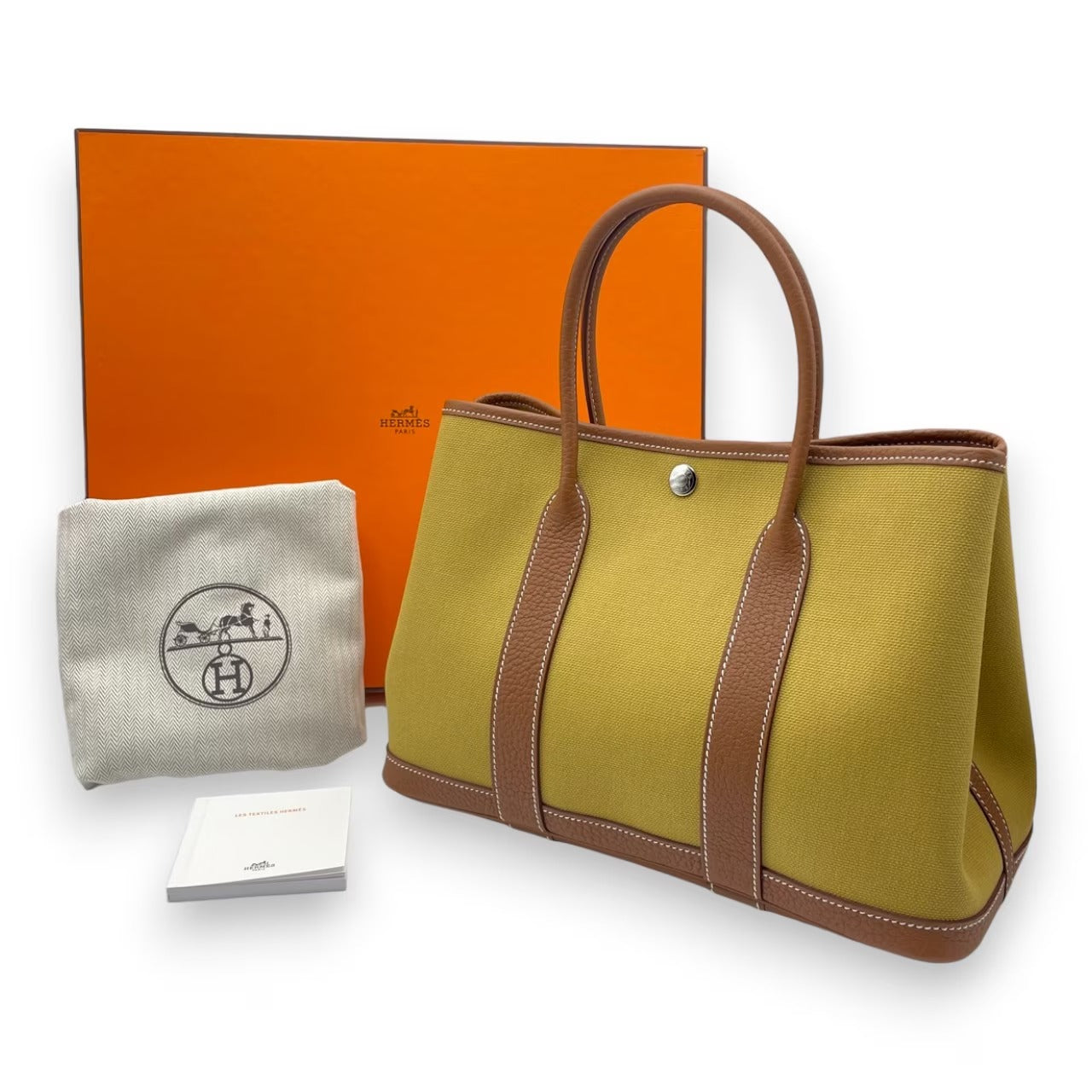 プレオウンドエルメス ガーデンパーティ TPM ジンジャー/ゴールド トワルミリタリー/ネゴンダ シルバー金具 B刻印