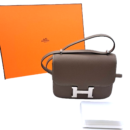 Hermes Constance Mini 18 Etoupe Epson Silver Fittings B 새겨 져