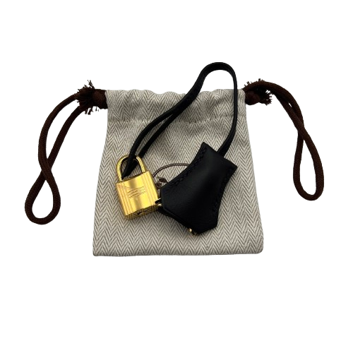 사전 소유 헤르메스 켈리 25 누아르 스위프트 골드 하드웨어 u 조각