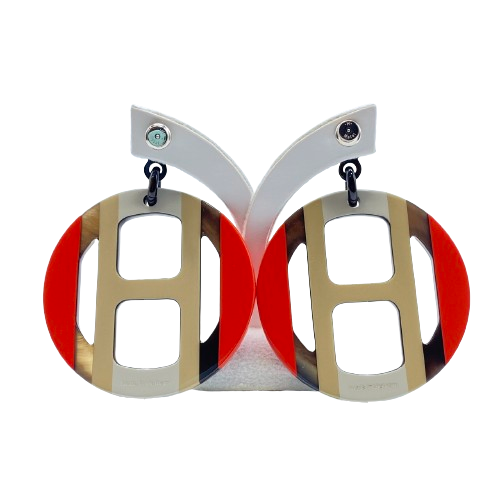 愛馬仕(Hermes)H-Equip耳環Buffalo Horn漆