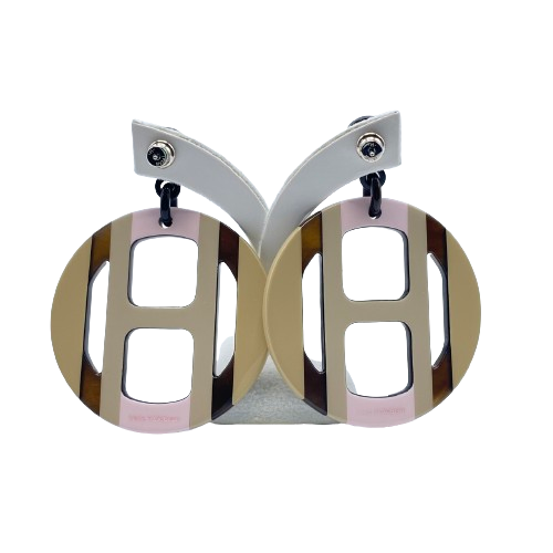 Pre-Owned Hermes H-Equip Earrings Buffalo Horn Lacquer