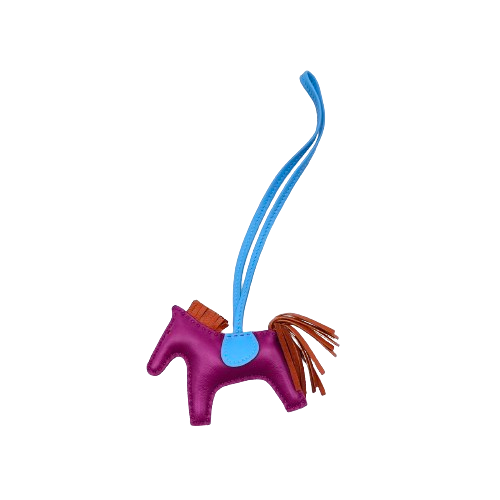 Pre-Owned Hermes Rodeo Bag Charm PM Rose Purple/Celeste/Carnelian A engraved