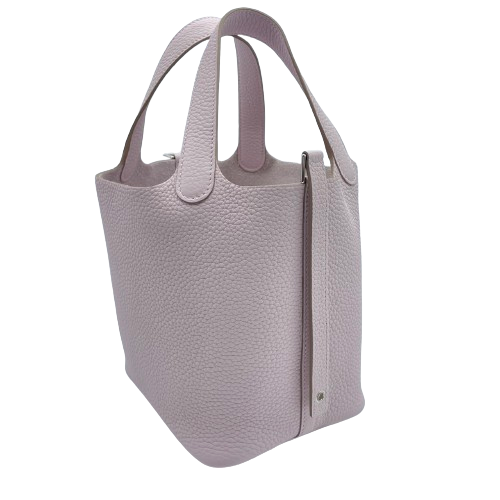 Hermes Picotin Lock PM Mauve 창백한 Torillon Clemence Silver Fittings w 새겨 져
