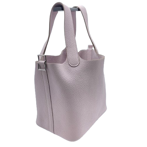 Hermes Picotin Lock PM Mauve 창백한 Torillon Clemence Silver Fittings w 새겨 져