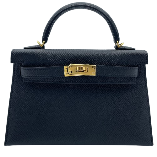 Pre-Owned Hermes Mini Kelly 2 W20 Noir Vaud Epson Gold Hardware W Engraved