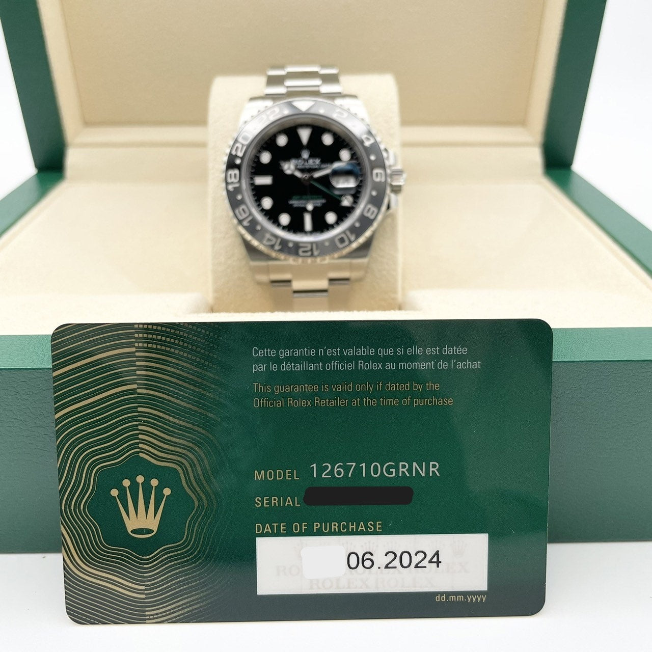 [2024 년의 새로운 릴리스! ! Rolex GMT 마스터 II 126710GRNR 검은 굴 팔찌 40mm