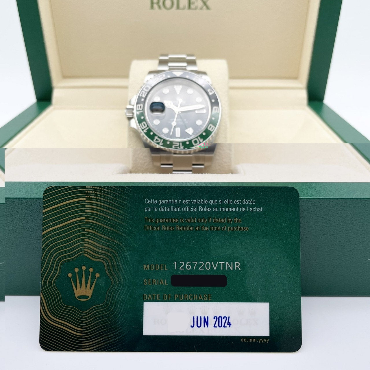 [공식 보호 스티커가 포함되어 있습니다! Rolex GMT 마스터 II 126720VTNR 굴 팔찌 40mm
