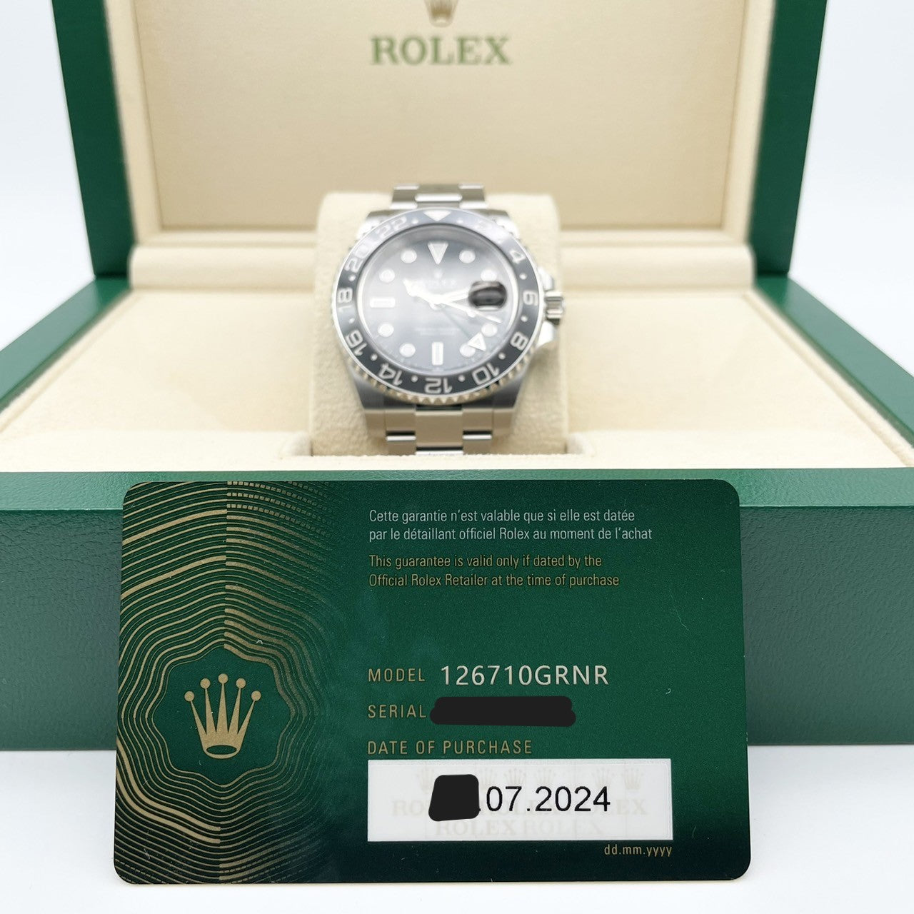 [2024 년의 새로운 릴리스! ! Rolex GMT 마스터 II 126710GRNR 검은 굴 팔찌 40mm