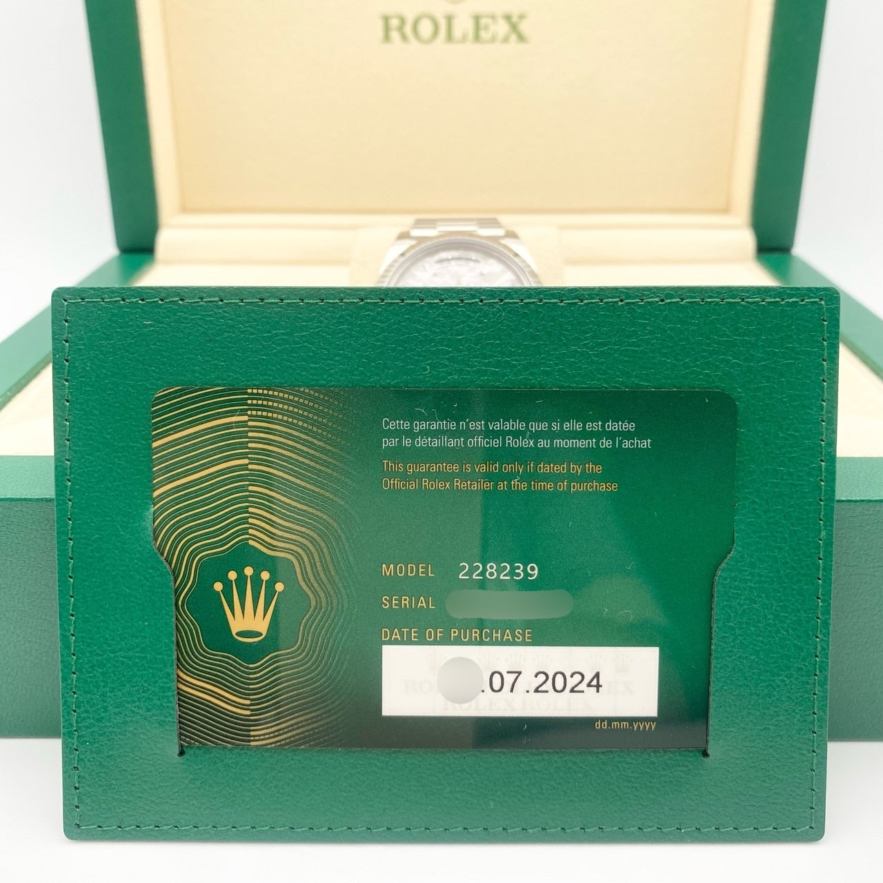プレオウンド ロレックス デイデイト 228239 ホワイトゴールド 10Pダイヤ メテオライト 40mm