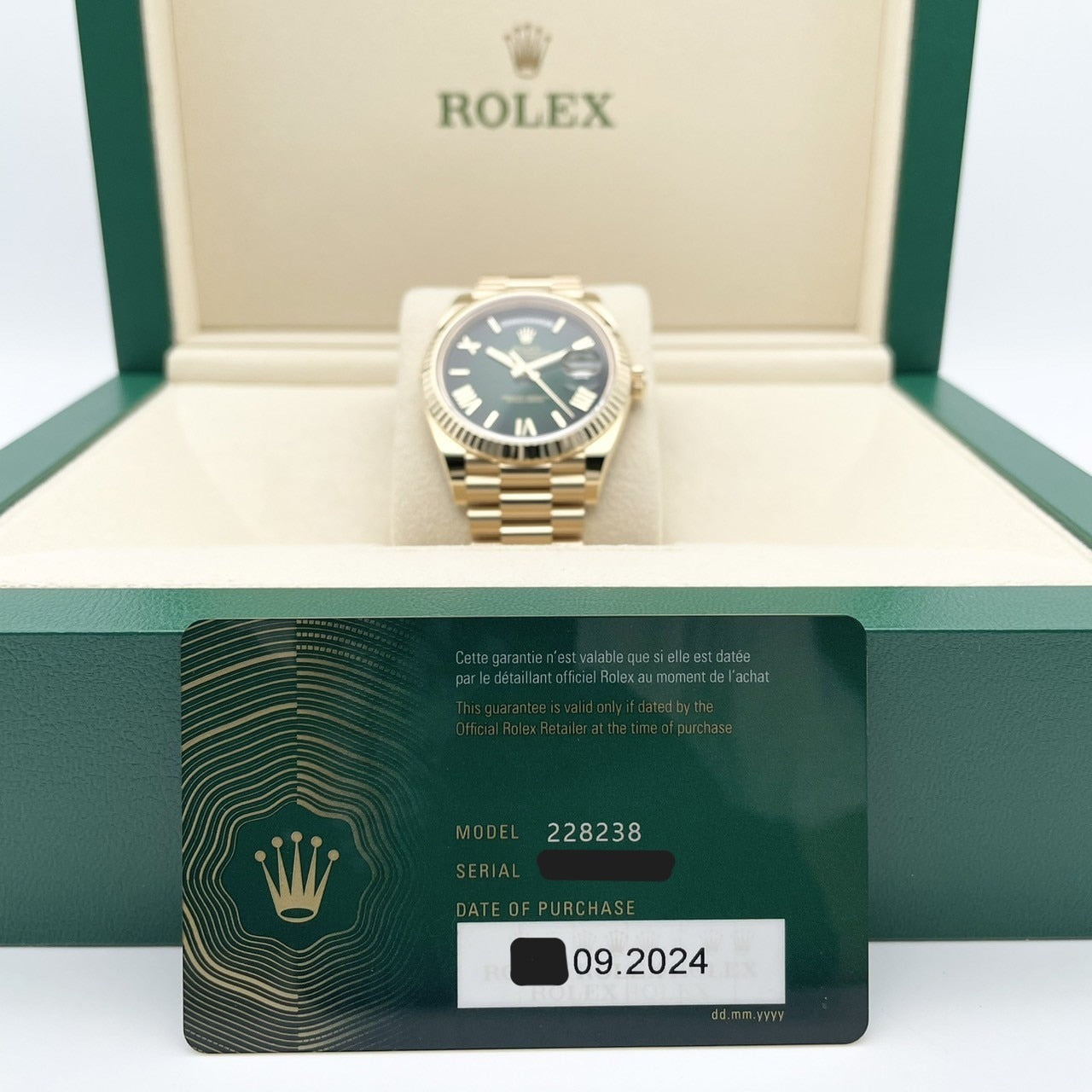 プレオウンド ロレックス デイデイト 228238 グリーンオンブレ プレジデントブレスレット 40mm