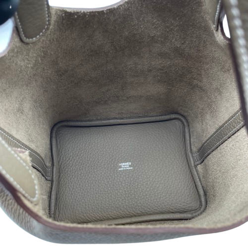 Hermes Picotin Lock PM Etoupe Torillon Clemence Silver Fittings w 새겨 져