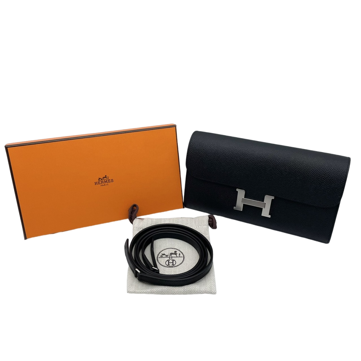 Hermes Constance Tugo Noir Vaux Epson Silver Fittings w 새겨 져