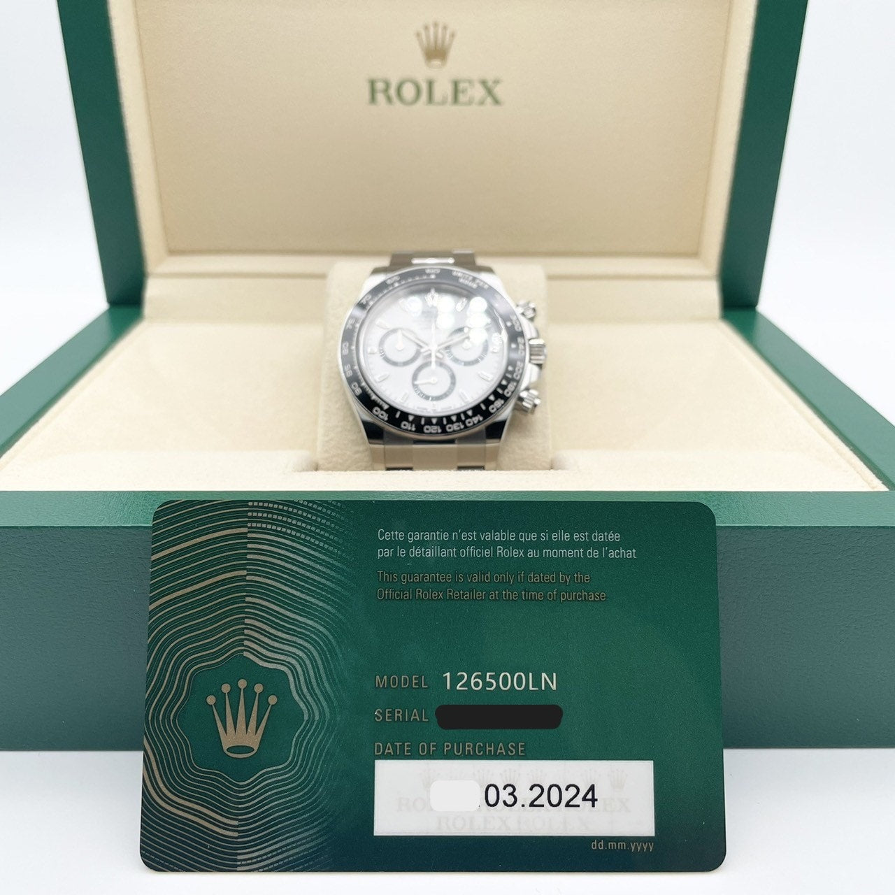 사전 소유 롤렉스 데이토나 126500ln 화이트 40mm