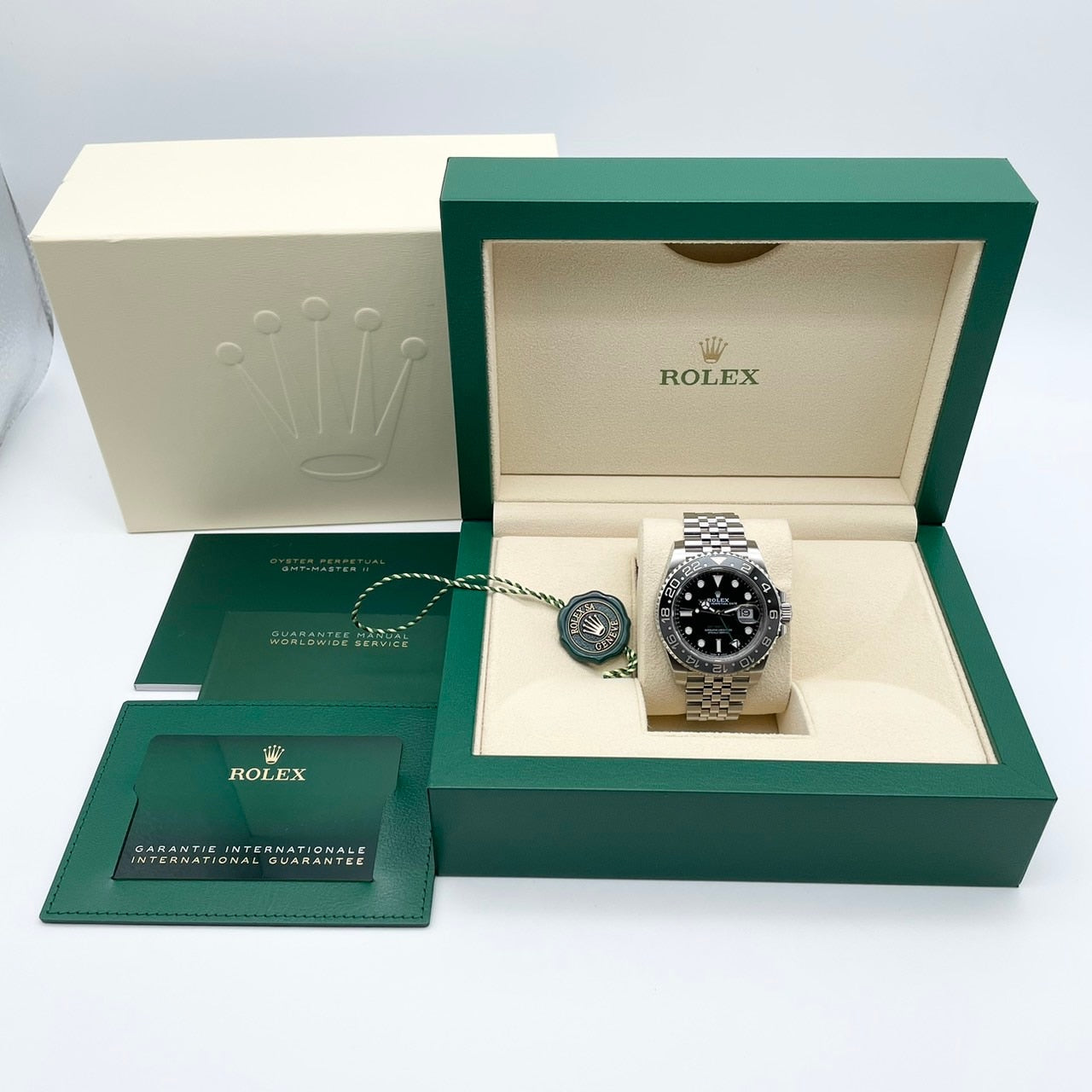 사전 소유 롤렉스 GMT 마스터 II 126710GRNR 검은 스테인리스 스틸 40mm