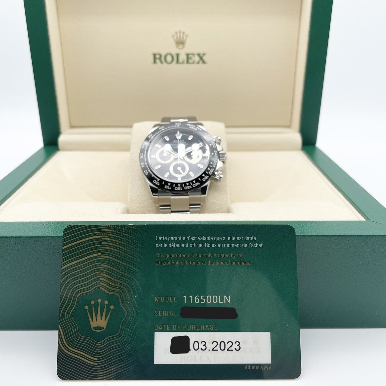 사전 소유 롤렉스 데이토나 116500LN 블랙 굴 팔찌 40mm
