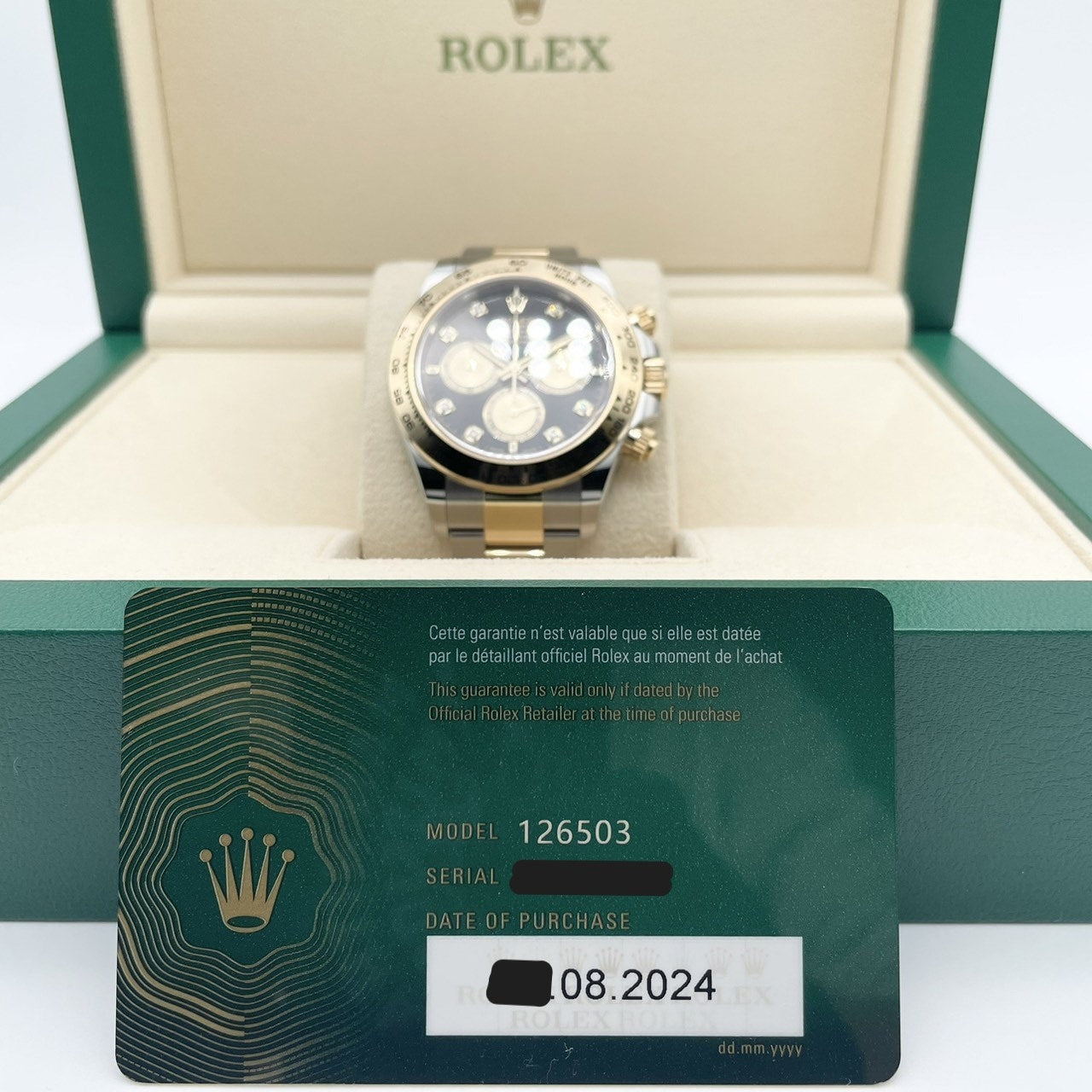 Rolex Daytona 126503G Bright Black & Golden 8P Diamond 40mm