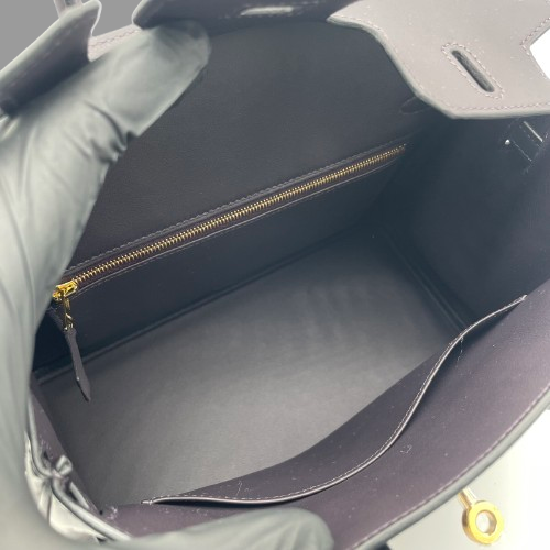 Hermes Birkin 25 Prenoir Swift Gold 하드웨어 W는 새겨 져 있습니다