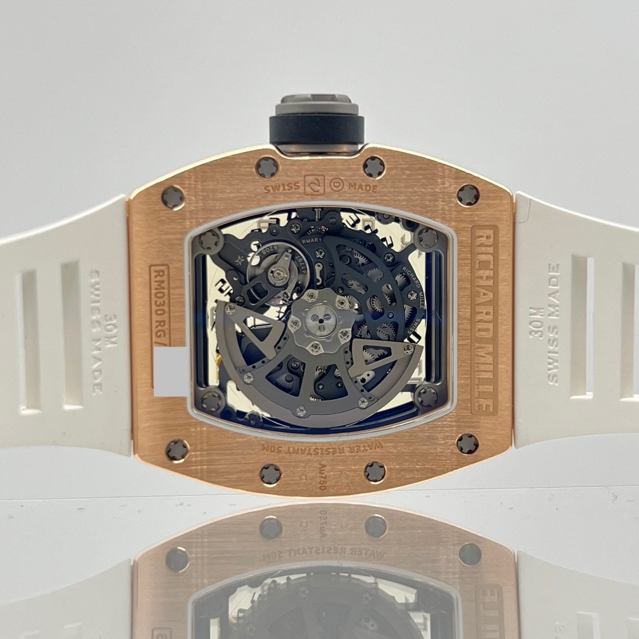 二手Richard Mille自动RM030玫瑰金橡胶带43mm x 50mm