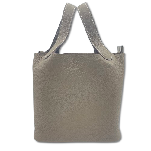 Hermes Picotin Lock PM Etoupe Torillon Clemence Silver Metal Fittings B 조각.