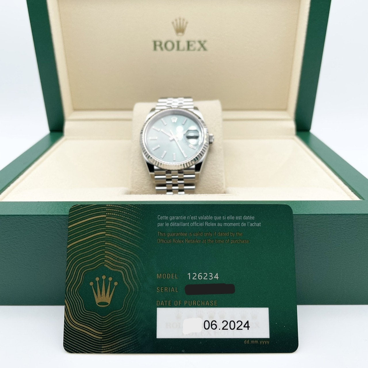 プレオウンド ロレックス デイトジャスト 126234 ミントグリーン ジュビリーブレス 36mm