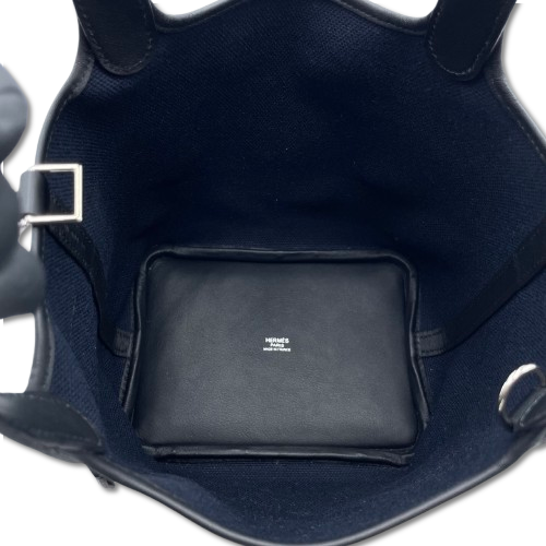プレオウンド エルメス ピコタンロックカーゴ PM ブルーマリン/ノワール トワルゴエラン/スイフト シルバー金具 U刻印