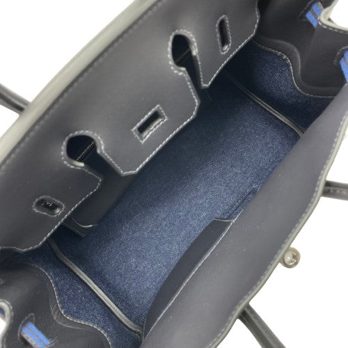 プレオウンド エルメス バーキン25 ゴーチーム キャバン/ブルーニュイ/ノワール フェルト/スイフト シルバー金具 B刻印