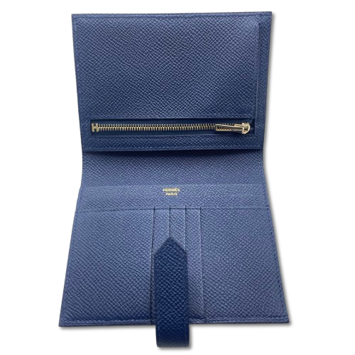 プレオウンド エルメス べアンコンパクト ブルーネイビー ゴールド金具 B刻印