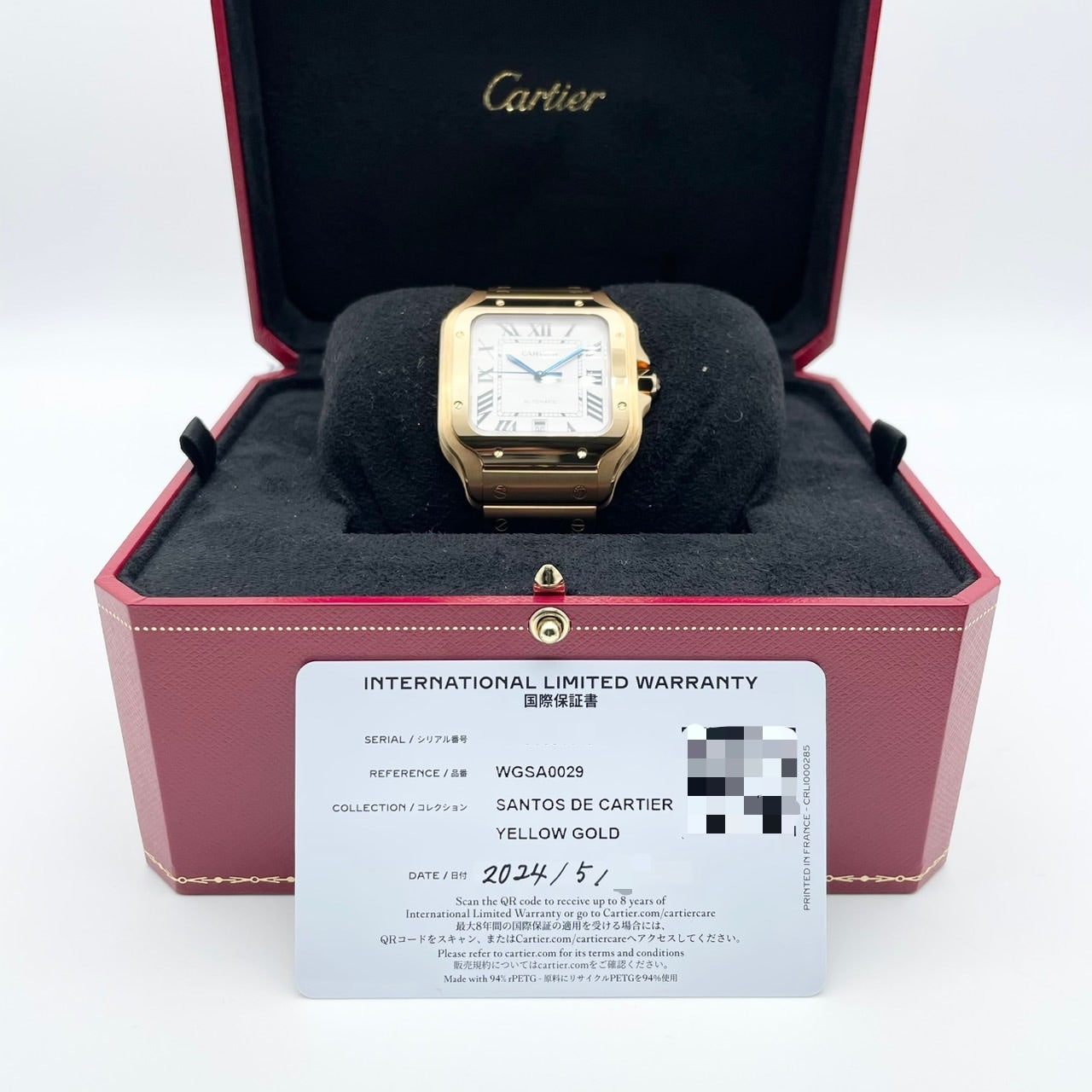 까르띠에 산토스 드 카티어 WGSA0029 화이트 옐로우 골드 39.8mm