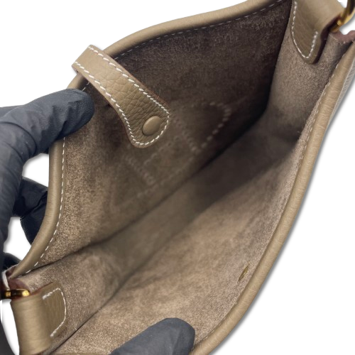 Pre-Owned Hermes Mini Evelyn Amazone TPM Etoupe Torillon Clemence Gold Hardware W Engraved