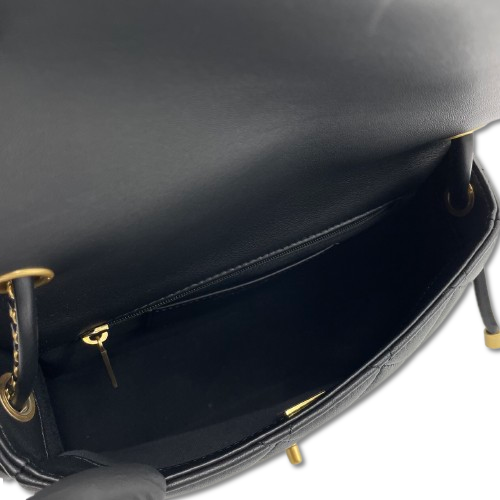 プレオウンド シャネル マトラッセ AS5298 トップハンドル フラップ チェーンショルダーバッグ W21.5 ブラック ラムスキン ゴールド金具