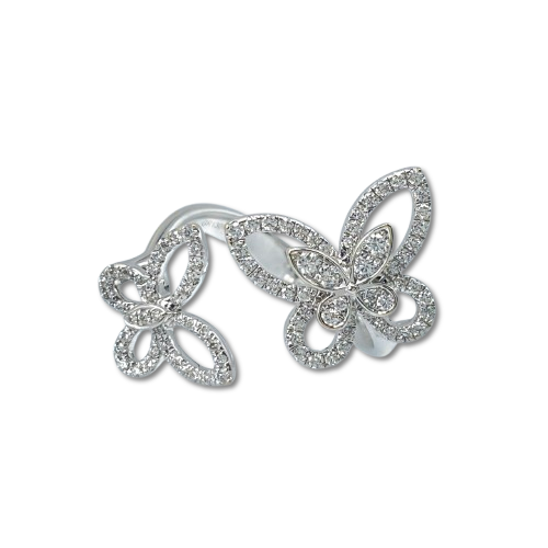 Pre-Owned Graph Double Butterfly Silhouette Diamond Ring RGR789 White Gold Size 11