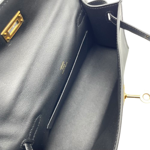 プレオウンドエルメス ポシェットケリー 22 ノワール スイフト ゴールド金具 U刻印