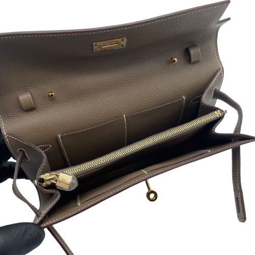 プレオウンドエルメス ケリートゥーゴー エトゥープ エバーカラー ゴールド金具 W刻印