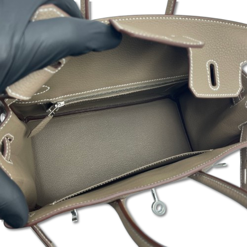 중고 에르메스 버킨 25 에투페 토고 실버 하드웨어 K 스탬프