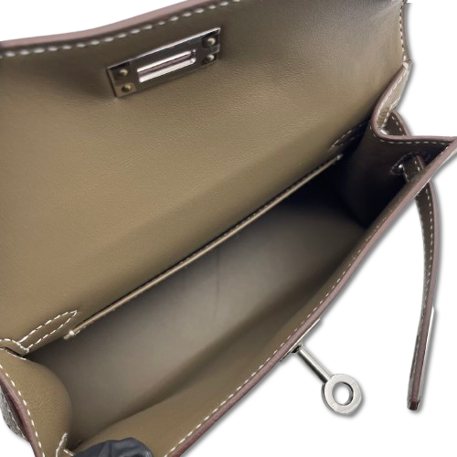 Pre-owned Hermes Mini Kelly Etoup Epson Silver hardware K stamp