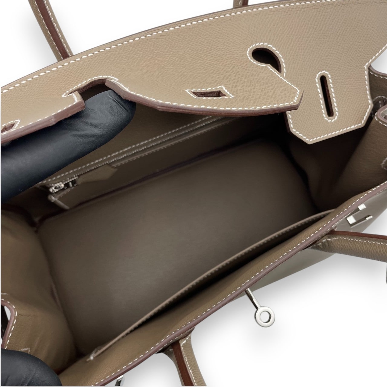 プレオウンドエルメス バーキン 30 エトゥープ エプソン シルバー金具 W刻印