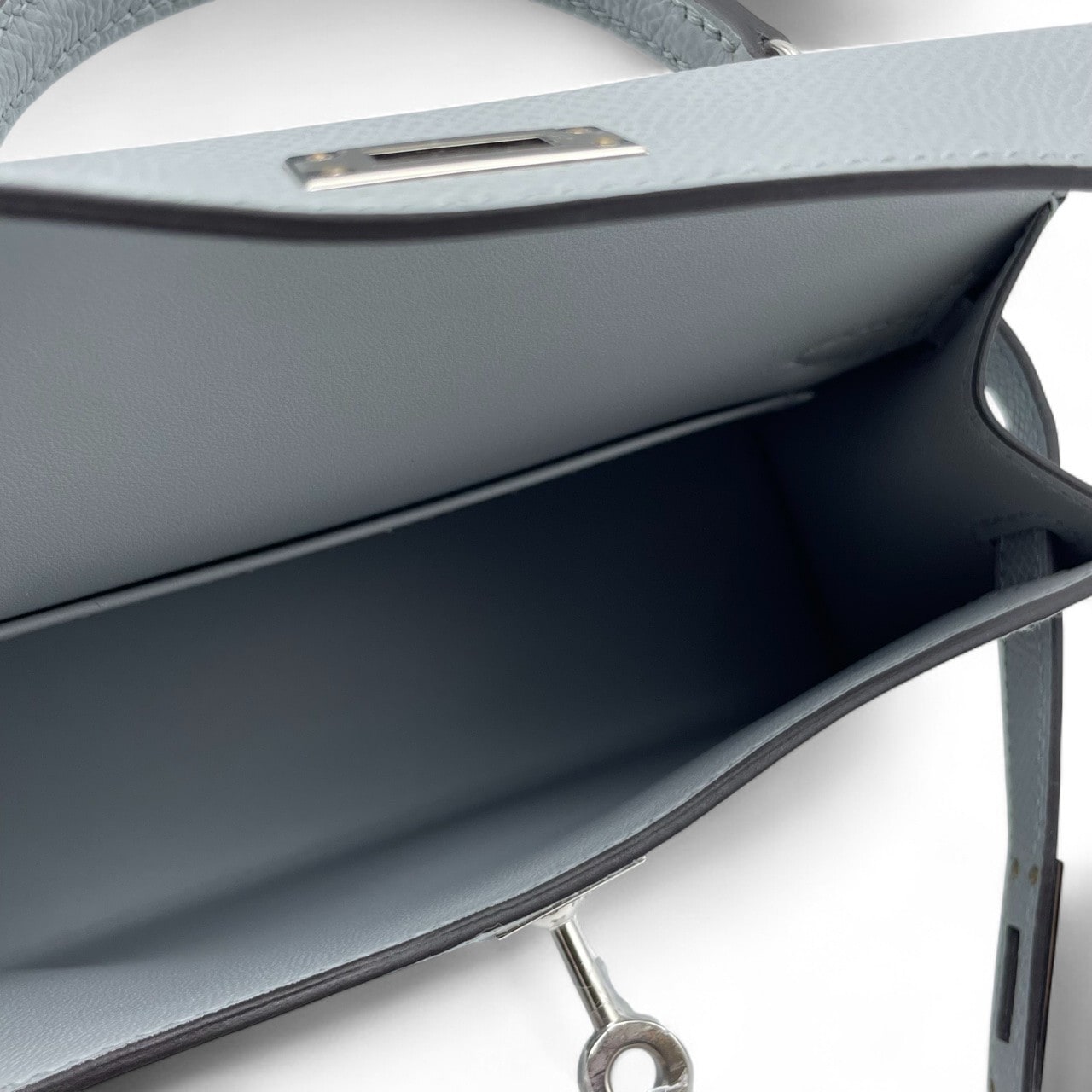 Pre-owned Hermes Mini Kelly 2 Blue Glacier Epson Silver hardware K stamp