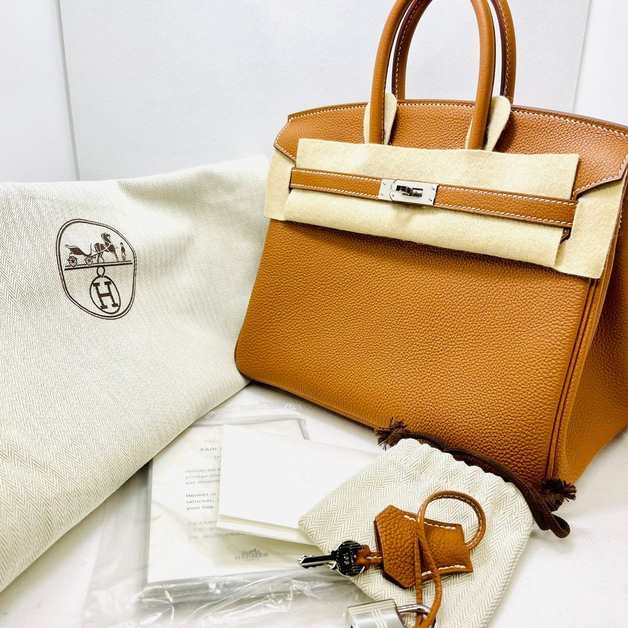 Pre-Owned Hermes Birkin 25 Gold Togo Silver Hardware