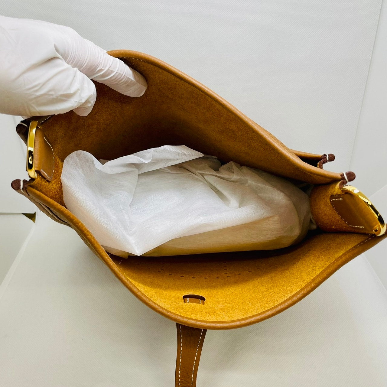 Pre-Owned Hermes Evelyn PM Torillon Clemence Gold Gold Fittings U Engraved
