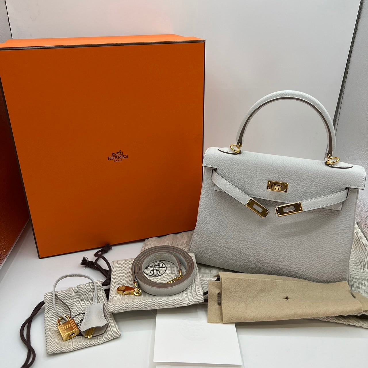 プレオウンド エルメス ケリー25 クレ トゴ ゴールド金具 B刻印