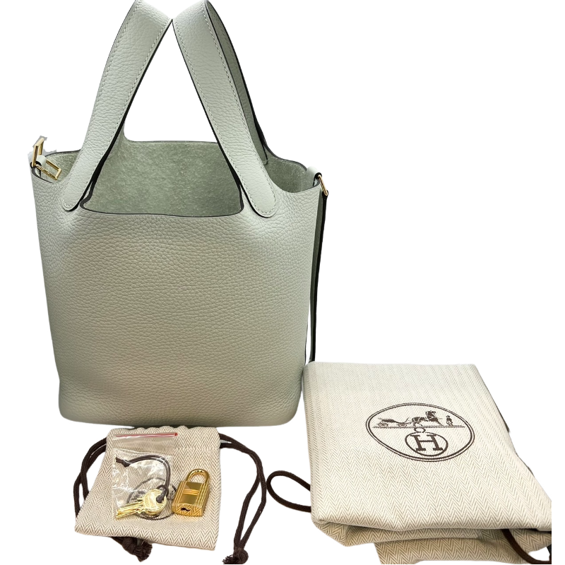 Hermes Picotan Lock PM Taurillon Clemence Grineve 金色五金配件 B 雕刻
