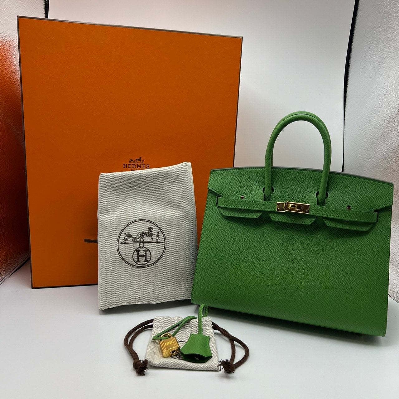 Hermes Birkin 25 Serie Epson Veil Yucca Gold Hardware B 새겨 져
