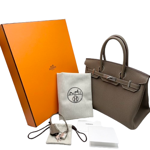 Hermes Birkin 30 Etoupe Togo 银色五金配件 B 雕刻