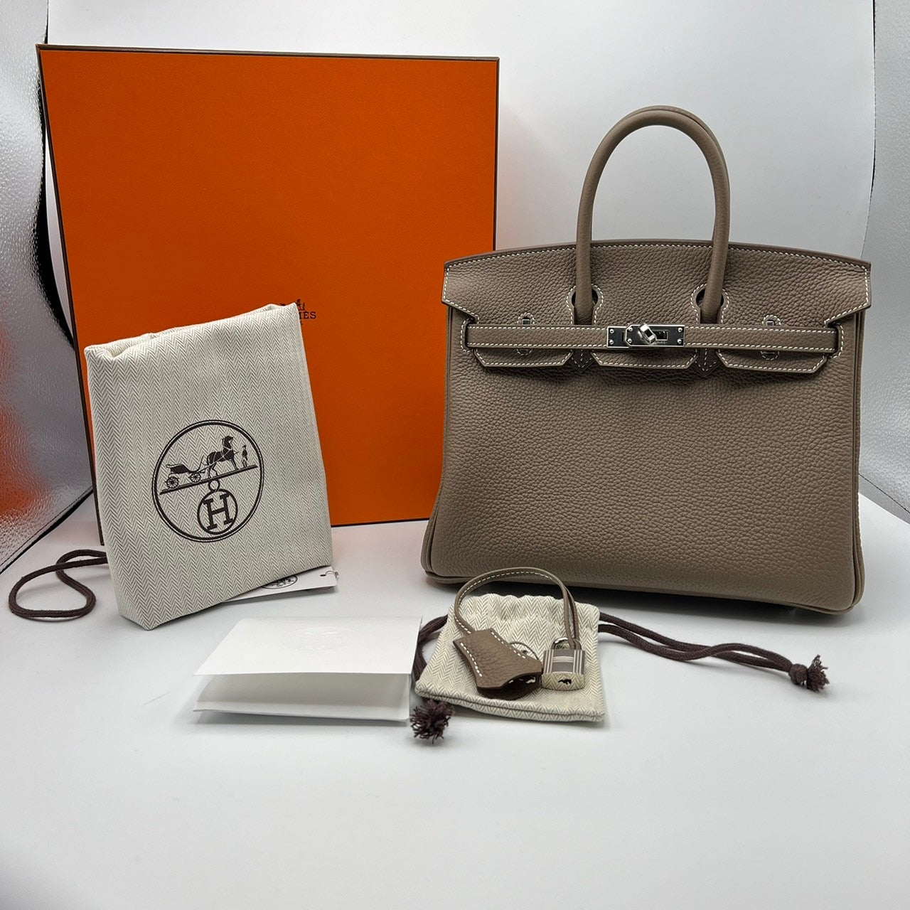 Hermes Birkin 25 Etoup Togo Silver Metal Fittings W 새로