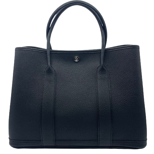 Pre-Owned Hermes Garden Party PM Noir Negonda Silver Fittings W Engraved
