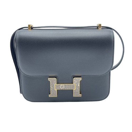 Preowned Hermes Constance Mini 18 Miloir Noir Box Calf Gold Hardware U Engraved