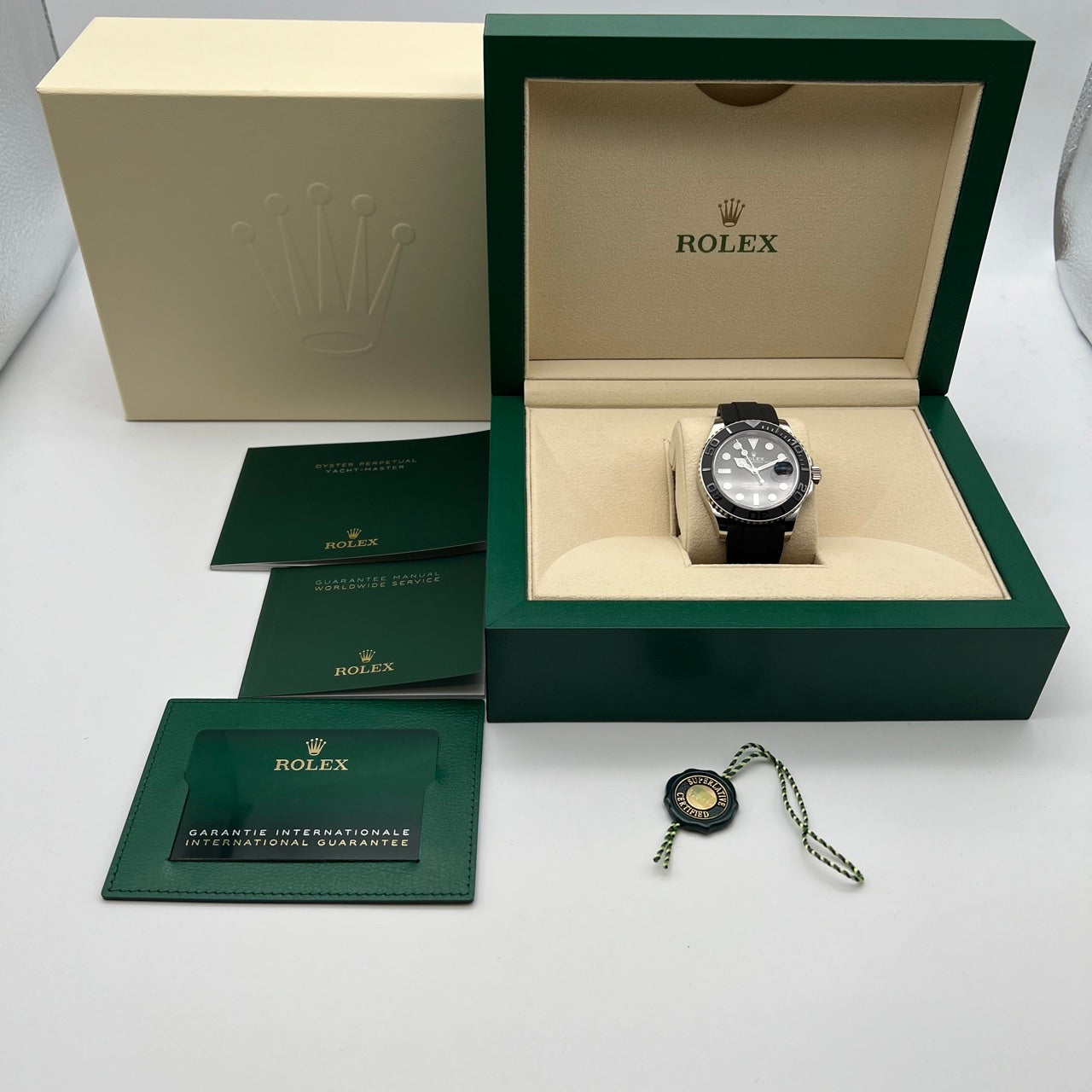 Rolex Yachtmaster 226659 Black Rubber Belt Black White Gold 42mm